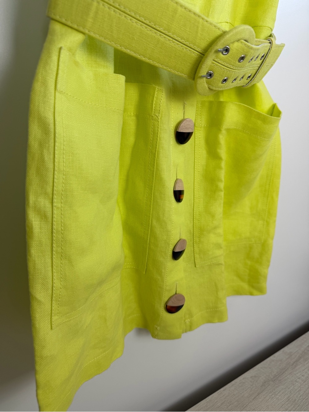 Nicholas Button Double Strap Dress Fluorescent Lime Size 6 - Picture 4 of 14